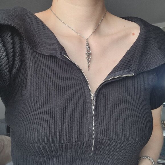 Gothic chain mail rosary necklace with a small silver chain - Picture 4 of 8